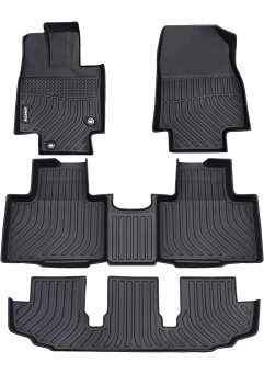 JDMON All Weather Floor Mats Compatible with 2020 2021 2022 Toyota Highlander 3 Row Custom Fit Car Floor Liner Set Black