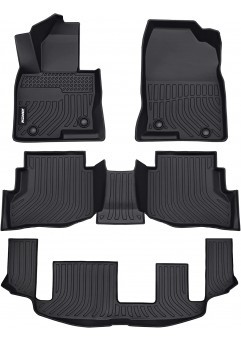 JDMON All Weather Floor Mats Compatible with 2016-2022 Mazda CX-9 (7-Seater Models with 2nd Row Bench Seat), Black Custom Fit Floor Liner 3 Row Full Set
