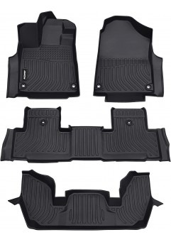 JDMON All Weather Floor Mats Compatible with 2022 Acura MDX, 1st, 2nd & 3rd Row Custom Fit Car Floor Liner Set Black